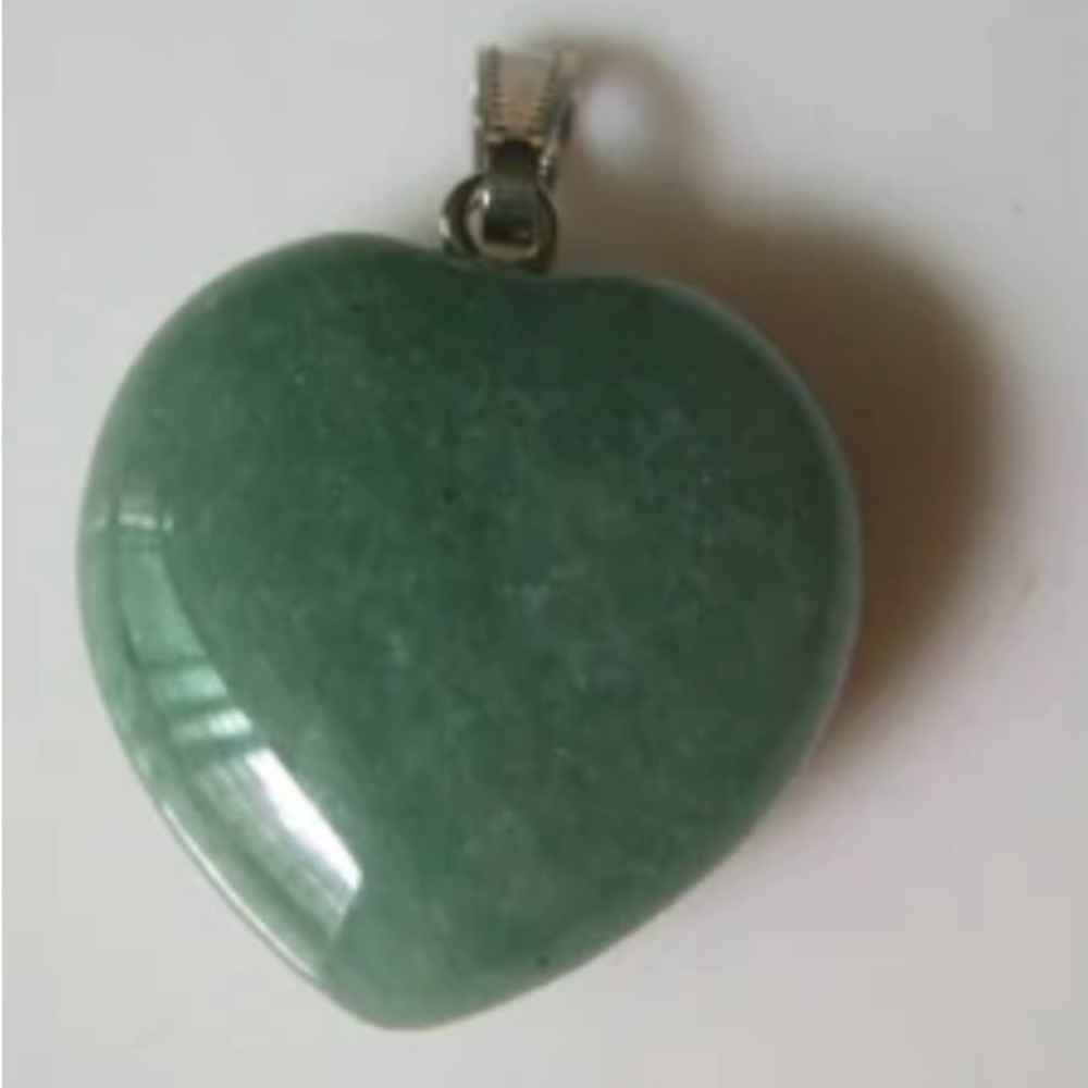 JADE AND STERLING HEART ON STERLING 925 CHAIN - Picture 6 of 6